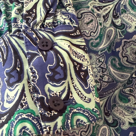 Talbots long sleeve Blouse Blue Green Purple Paisley print Blouse Size large - Picture 6 of 10